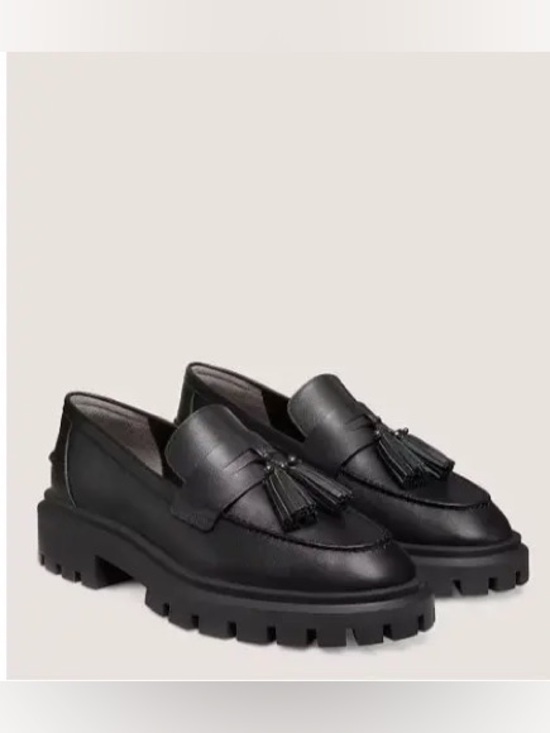 Stuart Weitzman Shoes - NWT Stuart Weitzman Ultra Lug Black Leather Double Tassel Loafer Size 12